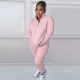 Urban Autumn Winter Fleece Lined Pullover Zipper Casual Exercise Suit