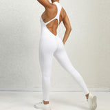 One Piece Zipper Yoga Jumpsuit Sports Jumpsuit Hollow Out Cutout Back Running Fitness One Piece Yoga Pants - Angelique