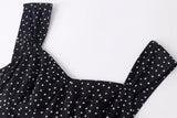 Summer Vacation Casual Comfortable Square Collar Pure Black Bottom Polka Dot Printed Dress