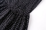 Summer Vacation Casual Comfortable Square Collar Pure Black Bottom Polka Dot Printed Dress