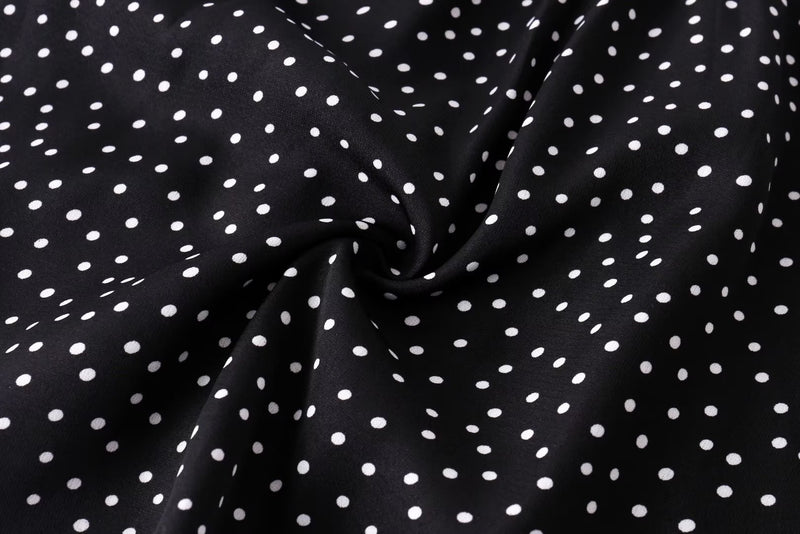 Summer Vacation Casual Comfortable Square Collar Pure Black Bottom Polka Dot Printed Dress