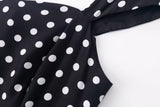 Summer Black Bottom White Polka Dot Casual Vacation Sling Midi Dress for Women