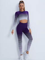 Gradient Sports Long Sleeve Trousers Suit Fitness Running Yoga Long Sleeve Tights - Angelique