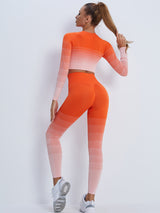 Gradient Sports Long Sleeve Trousers Suit Fitness Running Yoga Long Sleeve Tights - Angelique