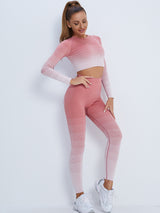 Gradient Sports Long Sleeve Trousers Suit Fitness Running Yoga Long Sleeve Tights - Angelique