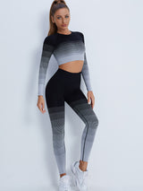 Gradient Sports Long Sleeve Trousers Suit Fitness Running Yoga Long Sleeve Tights - Angelique