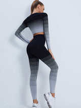 Gradient Sports Long Sleeve Trousers Suit Fitness Running Yoga Long Sleeve Tights - Angelique