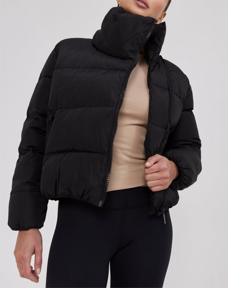 Französische Winterkleidung Rollkragen-Reißverschluss Warme Steppjacke Damen Kurzer Schaffellmantel