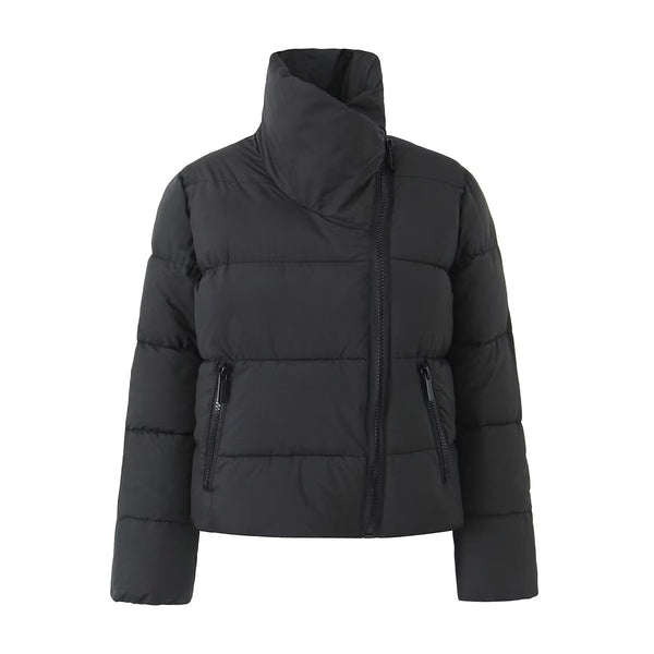 Französische Winterkleidung Rollkragen-Reißverschluss Warme Steppjacke Damen Kurzer Schaffellmantel