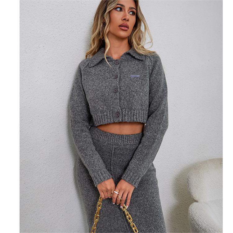 Knitted Suit Dress Women Autumn Slim Fit High Grade Gentle Graceful Fashionable Casual Two Piece Sweater