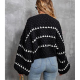 Gestreiften Rundhals Pullover Dicke Nadel Pullover Frauen Lose Faul Herbst Winter Langarm Pullover Oberbekleidung Top Trendy