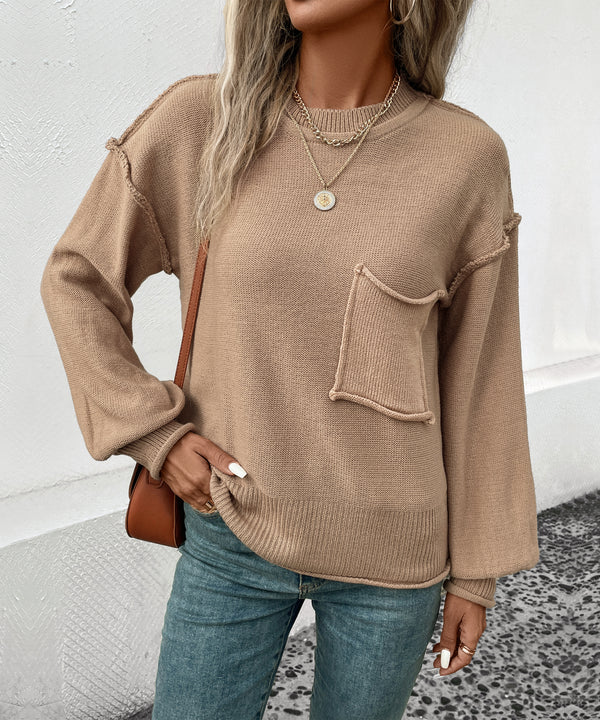 Women Wear Long Sleeve Solid Color Autumn Sweater