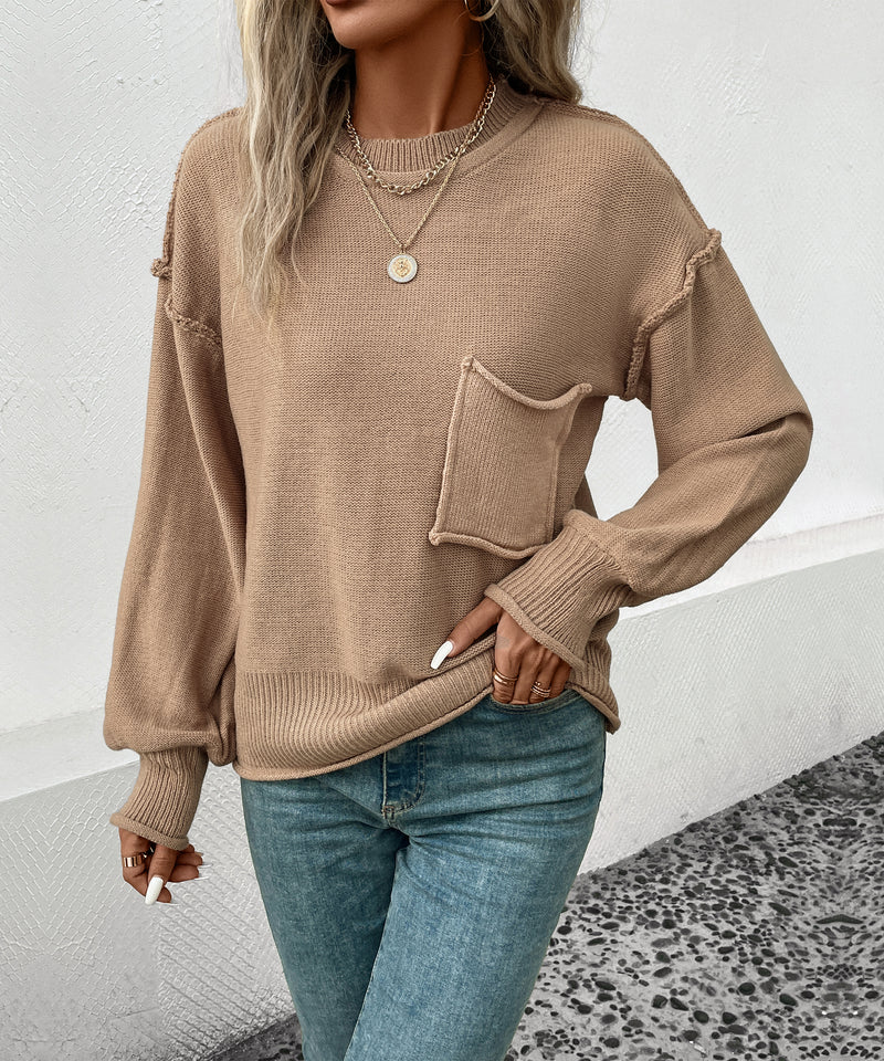 Women Wear Long Sleeve Solid Color Autumn Sweater