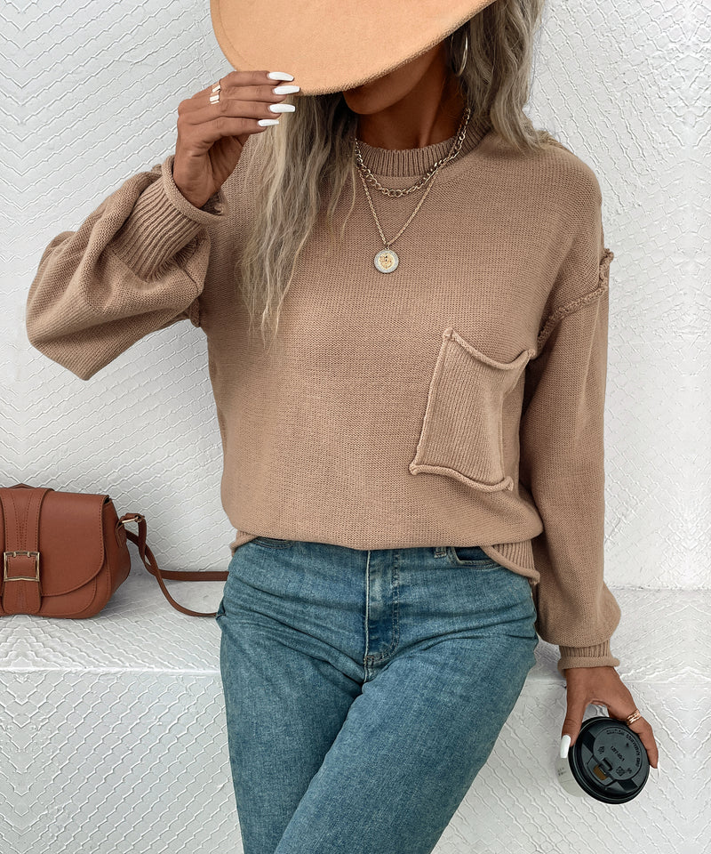 Women Wear Long Sleeve Solid Color Autumn Sweater