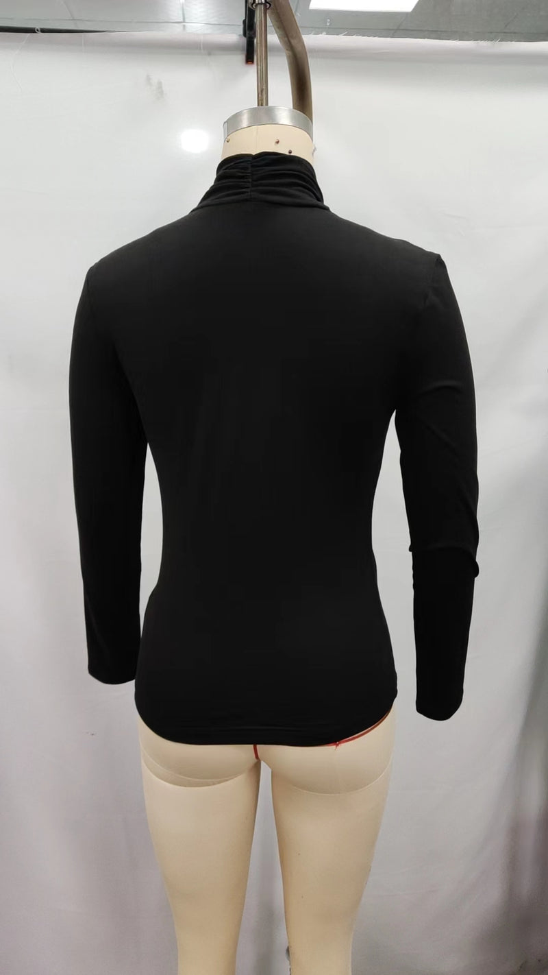 Women Autumn Winter Half Turtleneck Slim Fit Long Sleeve Bottoming Shirt