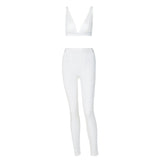 Spring Summer Women Wear V-neck Sports Yoga Suit Women