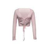 Autumn Winter Women Clothing Low Cut Sexy Drawstring Long-Sleeved Doublet