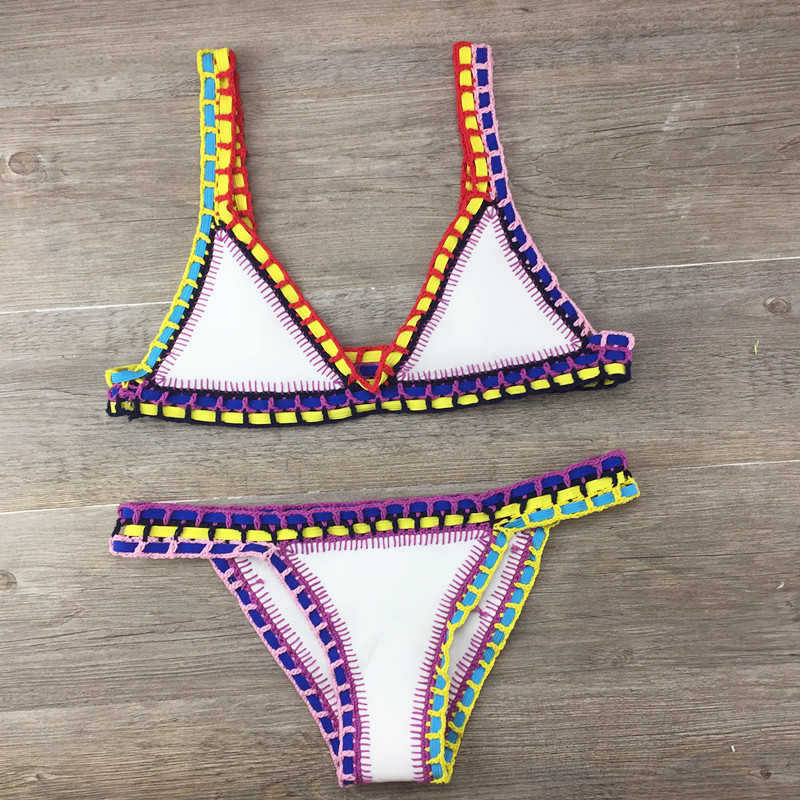 Hand Crocheted Bikini Knitted Stitching Swimsuit Set - Angelique