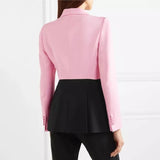 Women Clothing Street Fashionable Temperamental All-Match Color Matching Blazer