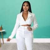 Women Wear V Collar Backless Long Sleeves  cropped Short Small Blazer Outerwear - Angelique