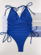 One Piece Swimsuit Drawstring Pleated Sexy Swimsuit Swimsuit