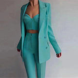 High Quality Casual Office Business Women    plus Bra Pants Blazer Suit Set - Angelique