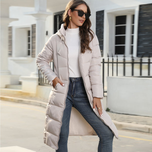 Winter Hooded Women Cotton Padded Clothing Women Mid Length Slim Quilted Coat Warm down Cotton Jacket Women Coat