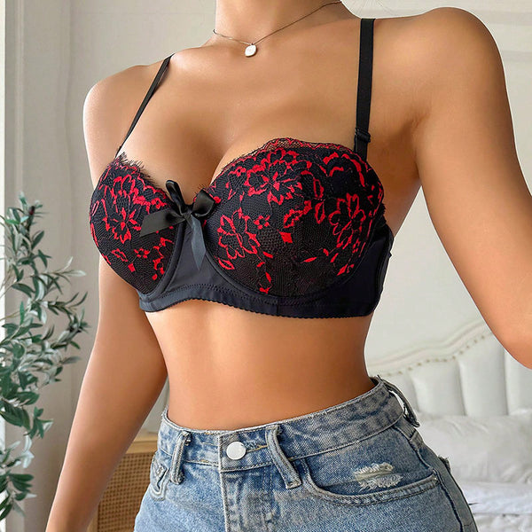 Sexy Underwear Lace Edge Push Up Breathable Upper Support Adjustable Bra