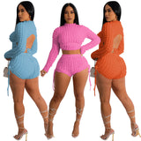 Women Clothing Sexy Popcorn Backless Two Piece Set Women Clothing