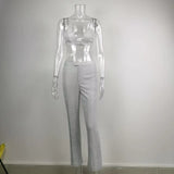 Spring Summer Shiny Blazer Underwear Straight-Leg Pants Suit