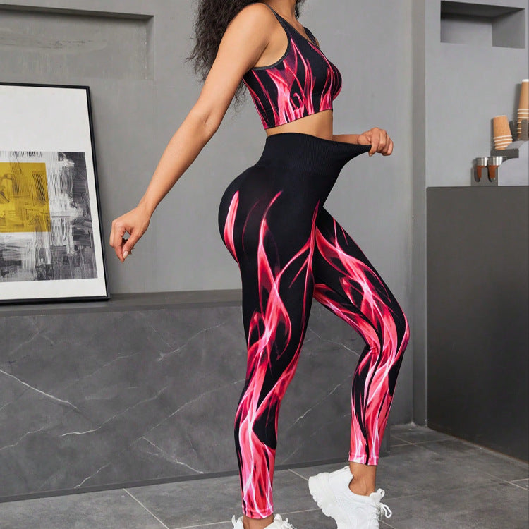 Seamless Gradient High Elastic Sports Bra Underwear Yoga Suit Running Fitness Sports Two Piece Suit