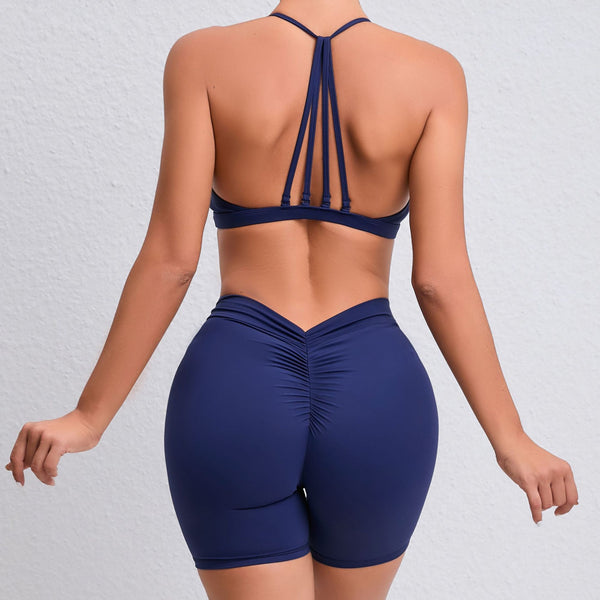 Quick Drying Nude Feel Yoga Suit Sexy Sports Running Fitness Clothes Suit Beauty Back Yoga Two Piece Set