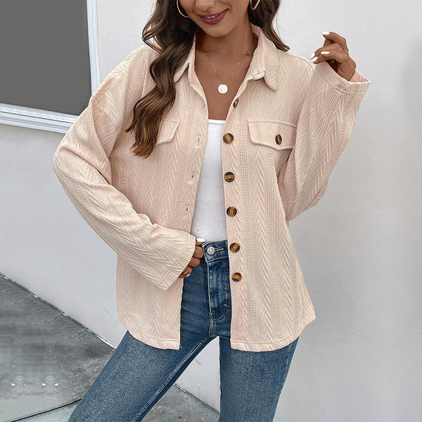 Women Wear Solid Color Shirt Autumn Women Shacket