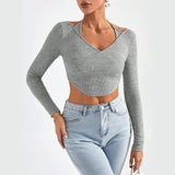 Frauen Kleidung Herbst Winter Falsche Zwei Stück Langarm Slim Fit Innen Tragen Bodenbildung Shirt Kurze Chic Kleine Top