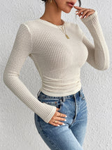 Top Women Short Tight Sexy Square Neck Knitwear Short Wide Collar Long Sleeve T shirt