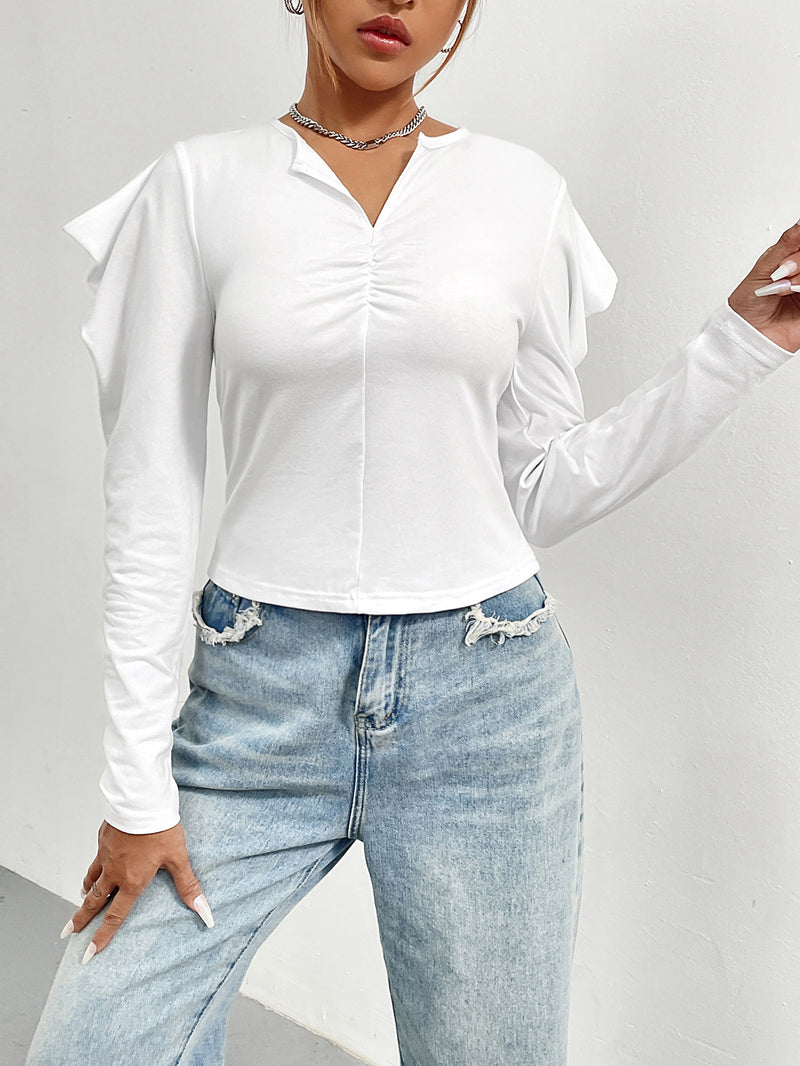 Autumn Clothing Puff Sleeve Beautiful Chic Small Top Women Bottoming Shirt Inner Niche