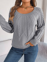 Autumn Winter Casual Solid Color Twist Long Sleeve Pullover Women Clothing