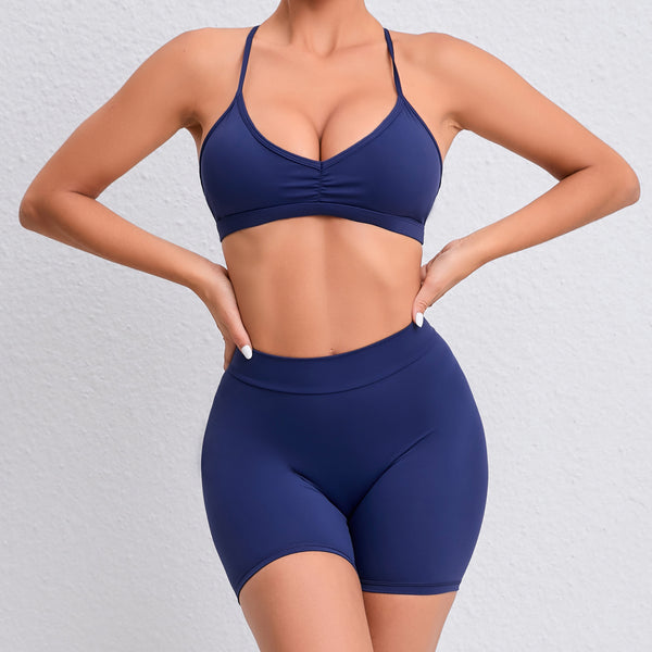 Quick Drying Nude Feel Yoga Suit Sexy Sports Running Fitness Clothes Suit Beauty Back Yoga Two Piece Set