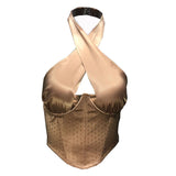 Damenbekleidung, Bandeau-Korsett, sexy Satin, zweiteilig, doppellagig, Boning-Korsett, Boning-Korsett, Diamant-eingebetteter Etuihalter für Frauen