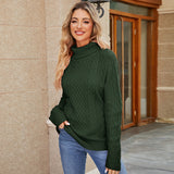 Turtleneck Twist Sweater Women Autumn Winter Solid Color Knitted Top High Collar Bottoming Shirt