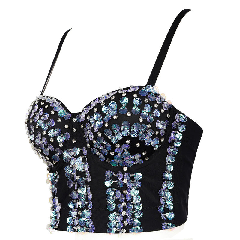 sexy Belly Dance Costume Rhinestone Bottoming Strap Underwear Women Tube Top Beauty Back Boning Corset Boning Corset Corset