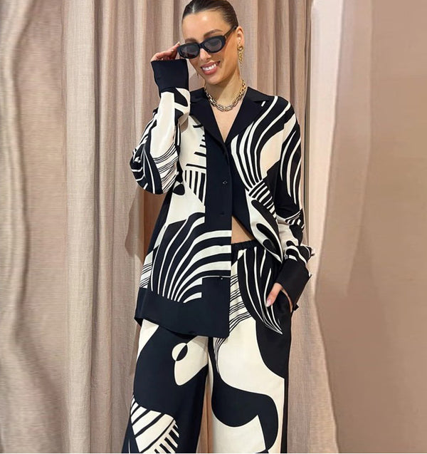 Women Clothing Casual Positioning Printing Suit