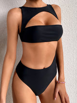 Women Double Swimsuit Solid Color Bikini One-Piece Swimsuit One-Piece Swimsuit