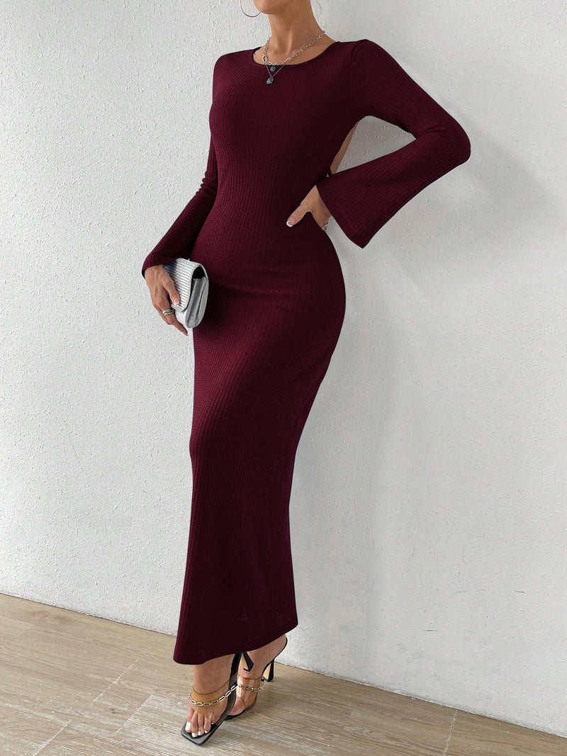 Sexy Sexy Black Long Sleeved Dress Women Autumn Waist Slimming Draping Sheath Fishtail Dress Dress