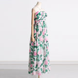 Green Printing Maxi Dress Summer Halter Sleeveless Sexy Maxi Dress for Women - Angelique