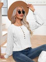 Popular Casual Button Twisted Long Sleeve Twist Knitted Pullover Sweater Women Clothing