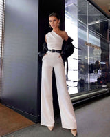 Lace Up Straight Jumpsuit No Belt - Angelique