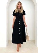 Women  Clothing Summer Solid Color Casual High Waist Collared Breasted Dress for Women - Angelique