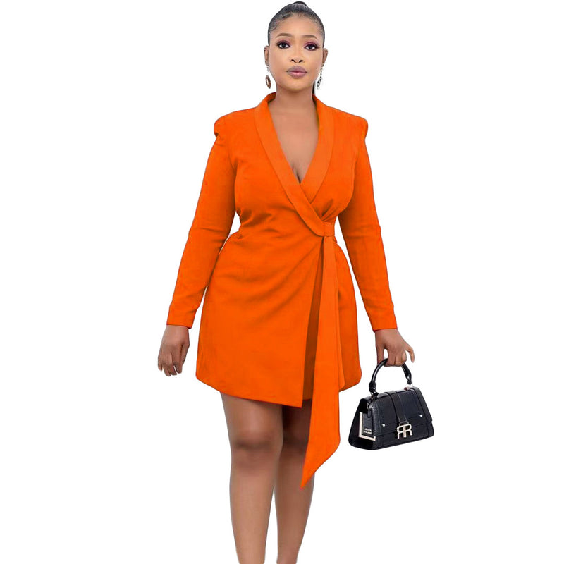 Plus Size Autumn Office Office Slim Fit Lace up Suit Skirt  Dress - Angelique