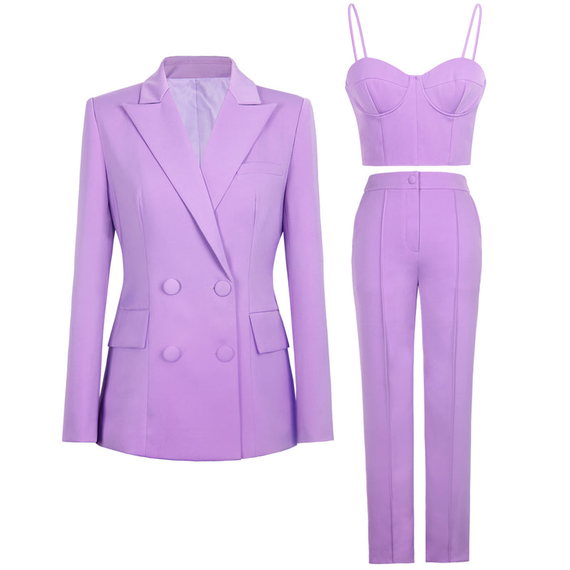 High Quality Casual Office Internet Celebrity Business Women Blazer Suit Set Three Piece Suit